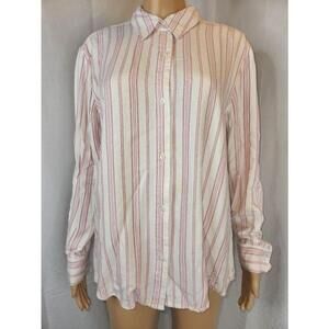 Tahari | stripped shirt | Pink and white | Large